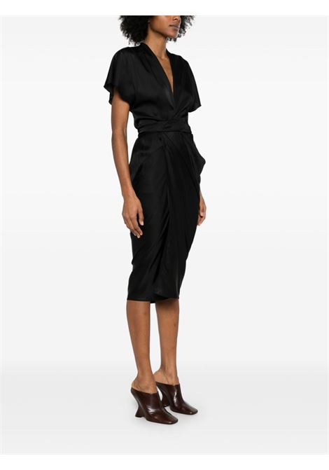 Black wrap midi dress Rick owens - women RICK OWENS | RP01E7542SCH09